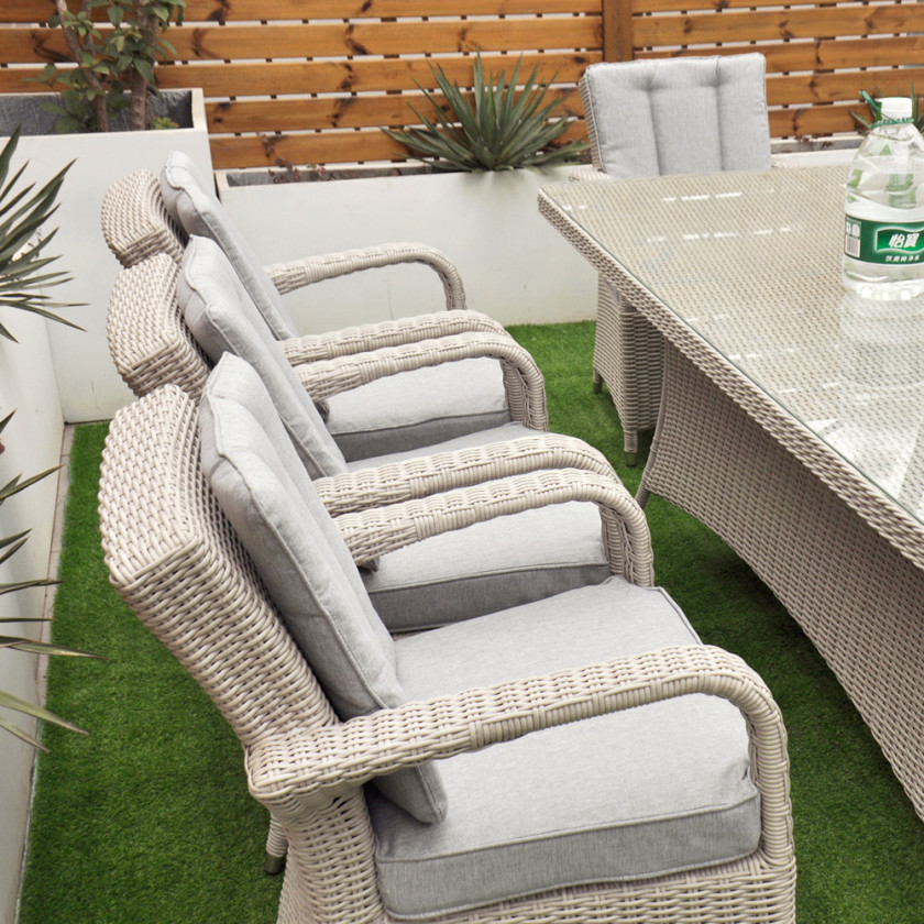 Sorrento - 8 Seat Set with 200 cm Rectangular Table (White Washed)