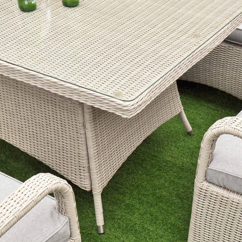 Sorrento - 8 Seat Set with 200 cm Rectangular Table (White Washed)