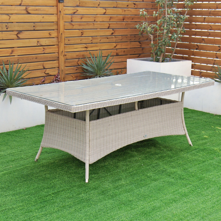 Sorrento - 8 Seat Set with 200 cm Rectangular Table (White Washed)