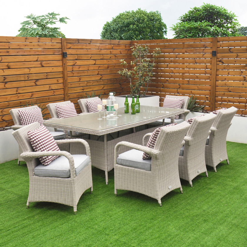 Sorrento - 8 Seat Set with 200 cm Rectangular Table (White Washed)