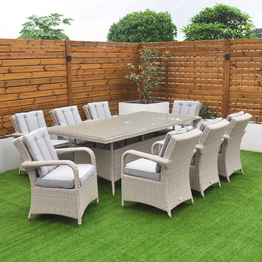 Sorrento - 8 Seat Set with 200 cm Rectangular Table (White Washed)