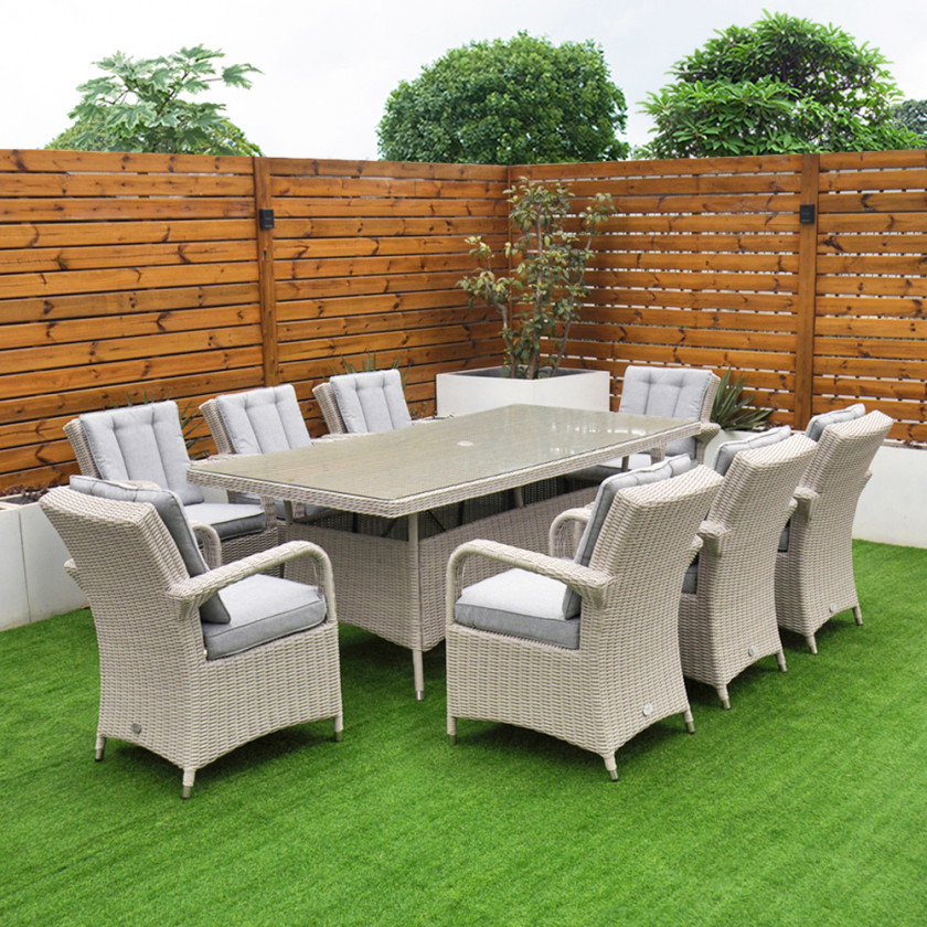 Sorrento - 8 Seat Set with 200 cm Rectangular Table (White Washed)