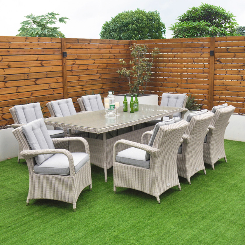 Sorrento - 8 Seat Set with 200 cm Rectangular Table (White Washed)