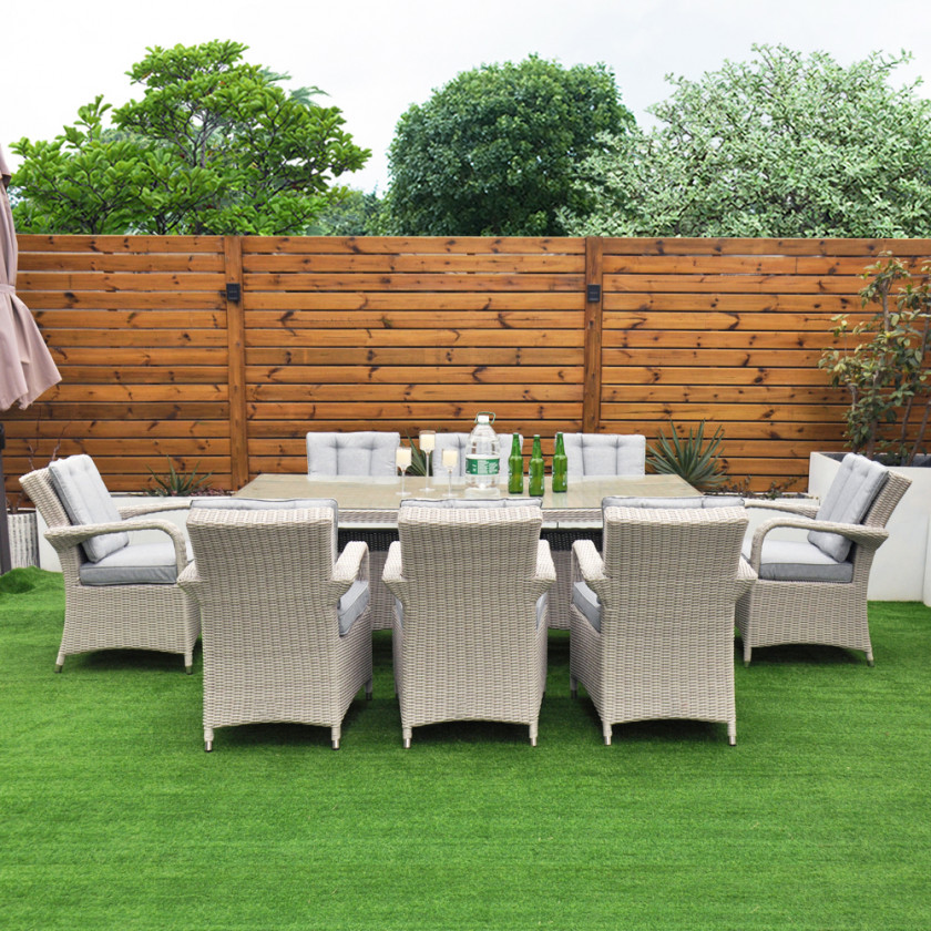 Sorrento - 8 Seat Set with 200 cm Rectangular Table (White Washed)