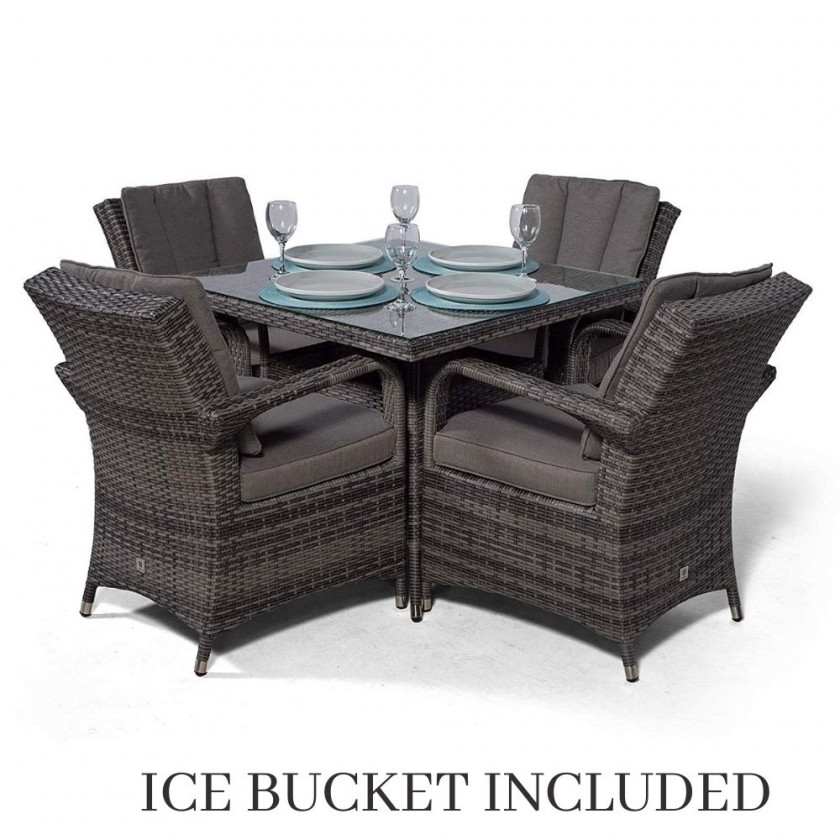 Ottawa - 4 Seat Set with Square Table & Ice Bucket (Dark Grey)