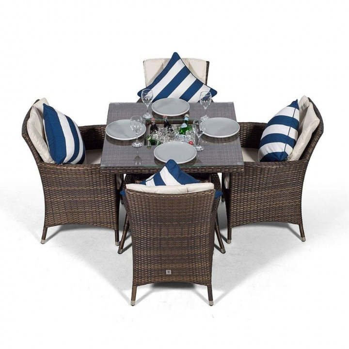 Sahara 4 seat set with square table ice bucket dark brown