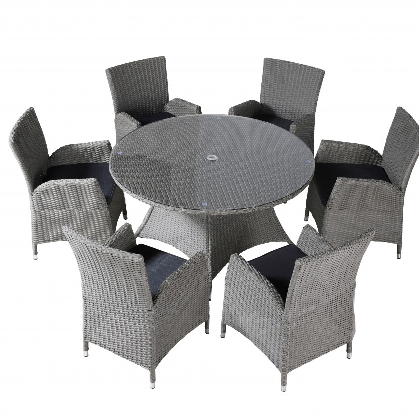 Genoa - 6 Seat Set with 135cm Round Table (Dark Grey)