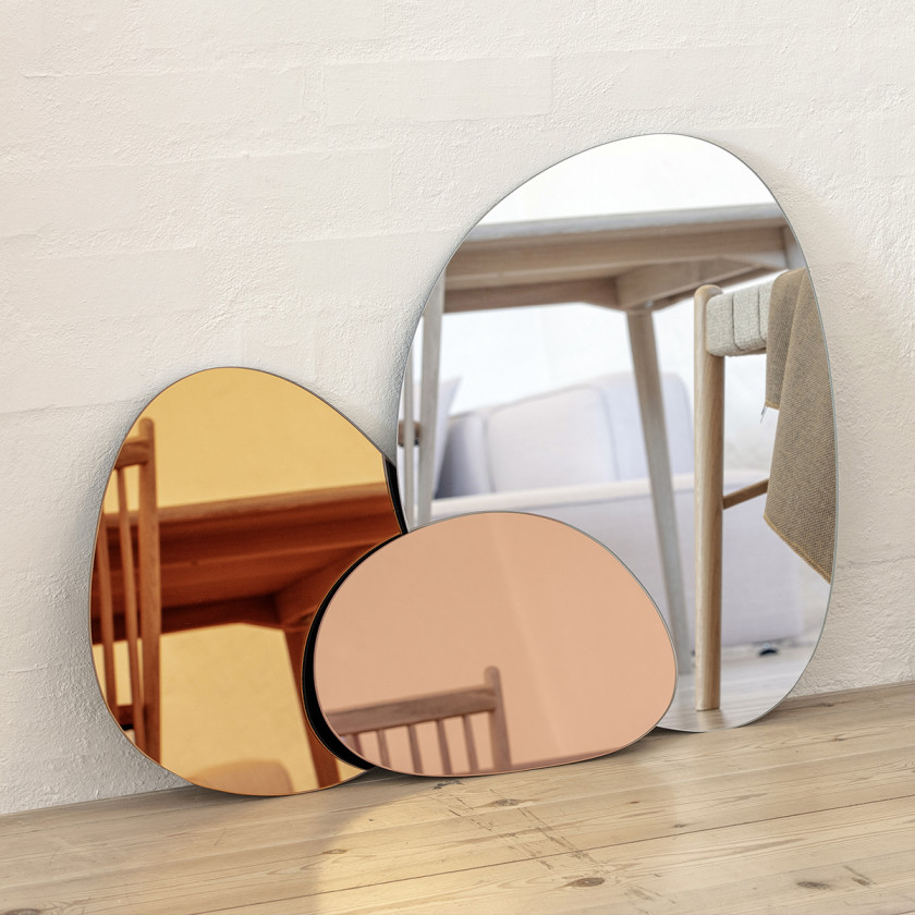 Modern Mirror 3-Piece Set - Clear, Orange, Rose Gold