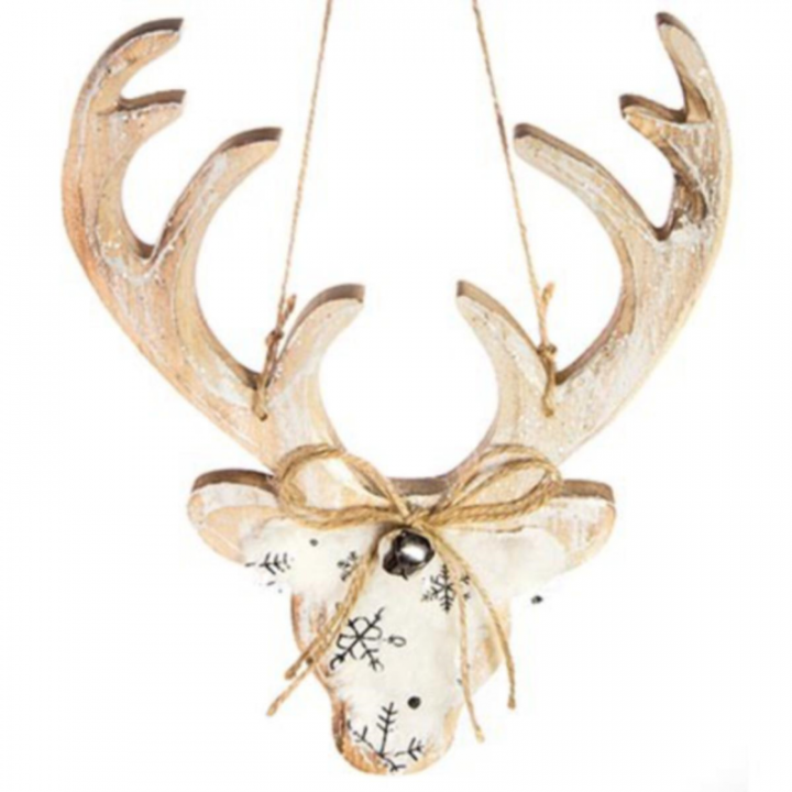 Gold cream wood stag head 25cm
