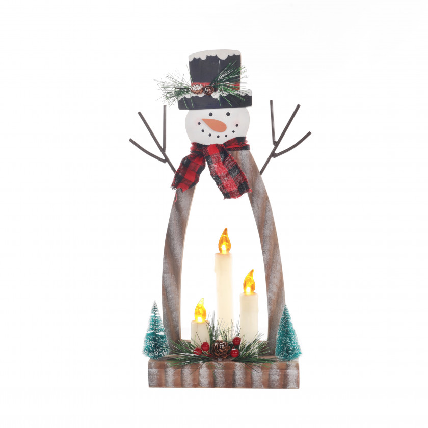 Battery-Operated Snowman with Candles
