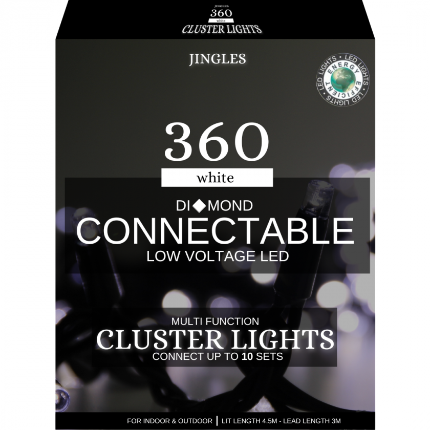 360L Diamond LED Connectable Cluster Lights - White