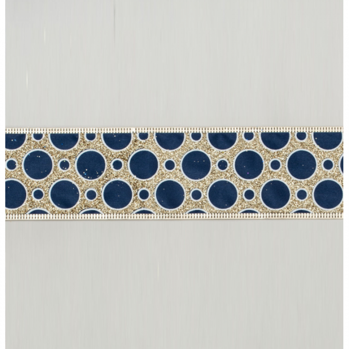 Circle pattern blue gold ribbon
