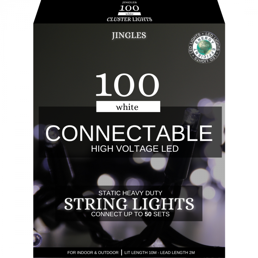 100L Static  Heavy Duty Connectable  String Lights - White