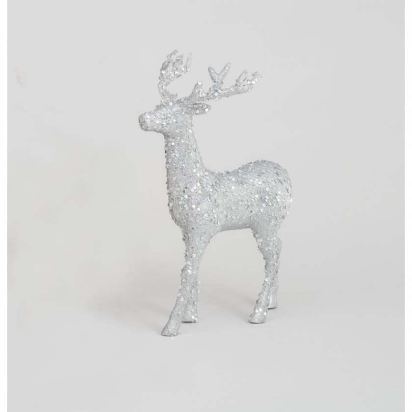 Sequin Reindeer Ornament - Silver 46cm